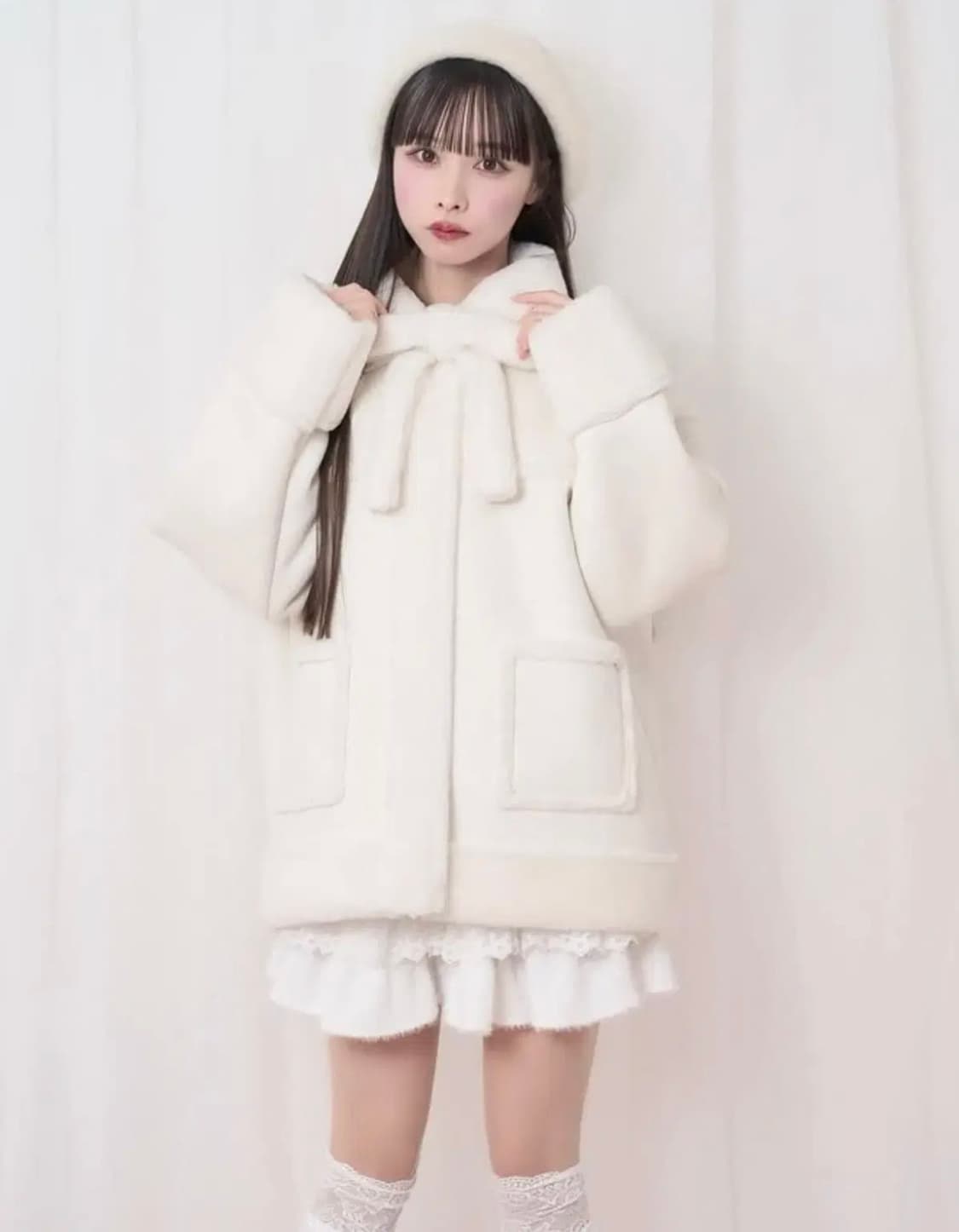 허니시나몬 리본 무스탕 / 양산형 양지뢰 지뢰계 걸리 모리 상품이미지1