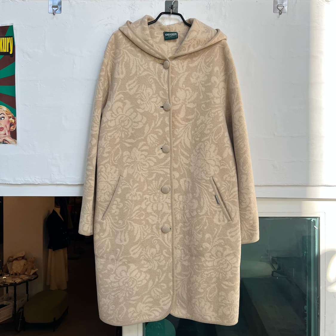 Geiger Austria 베이지 울 후드 롱 코트 38 상품이미지1