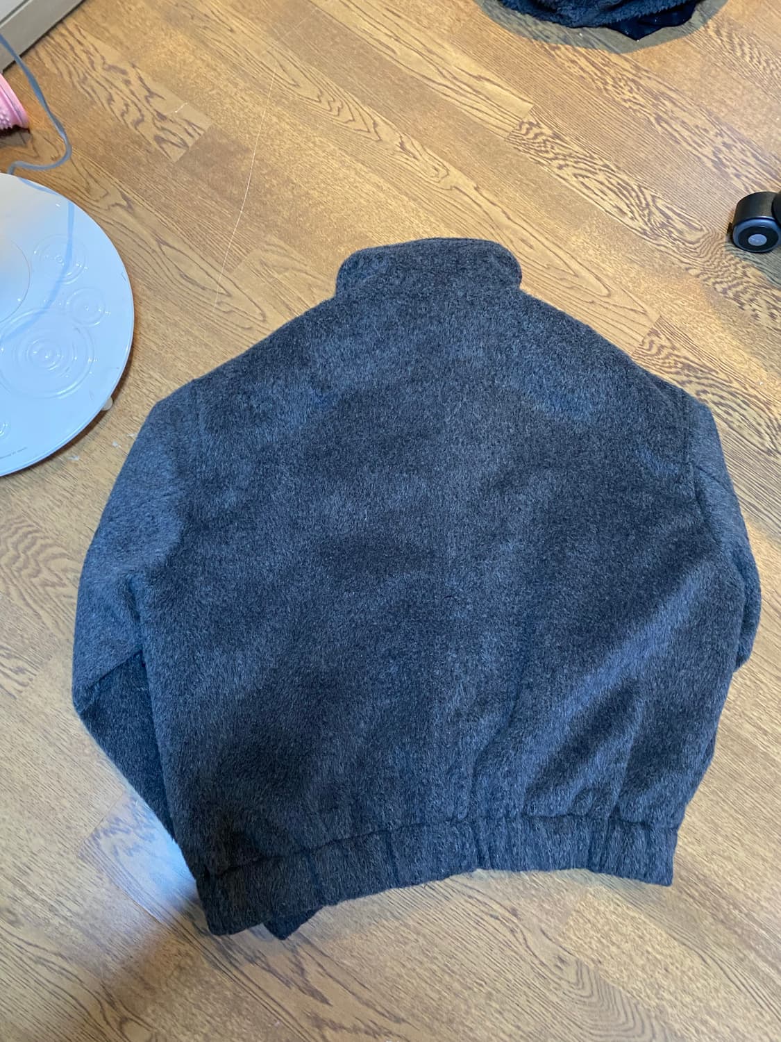 에크루 모직 퍼 집업 자켓 그레이 os 상품이미지4