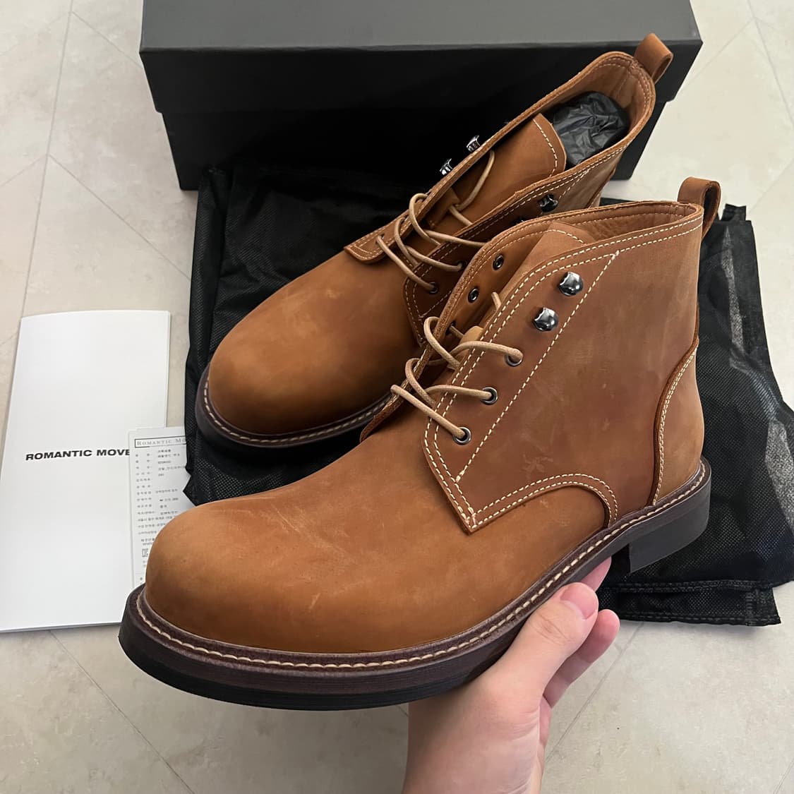 새상품(280) 로맨틱무브 레일로드 워커 오일 빈티지 탄 상품이미지1