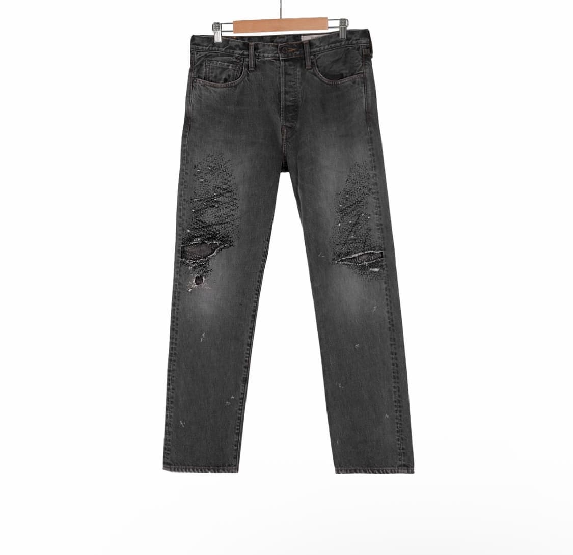 [32] 캐피탈 남성 몽키 시스코 14oz 5p 데님 팬츠 흑청 그레이 상품이미지1