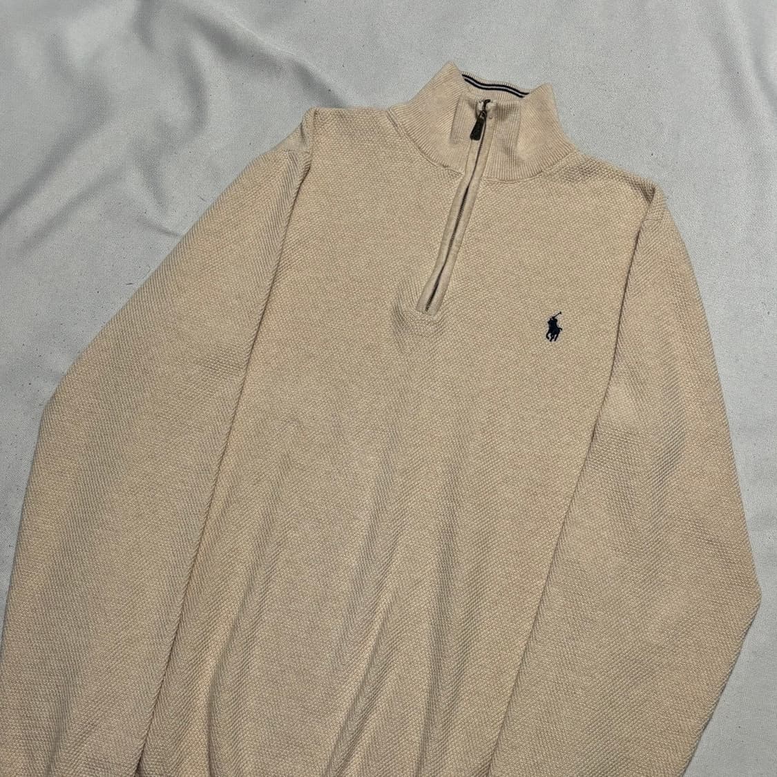 XXL 폴로랄프로렌 네이비 포니 아이보리 반집업 니트 상품이미지1