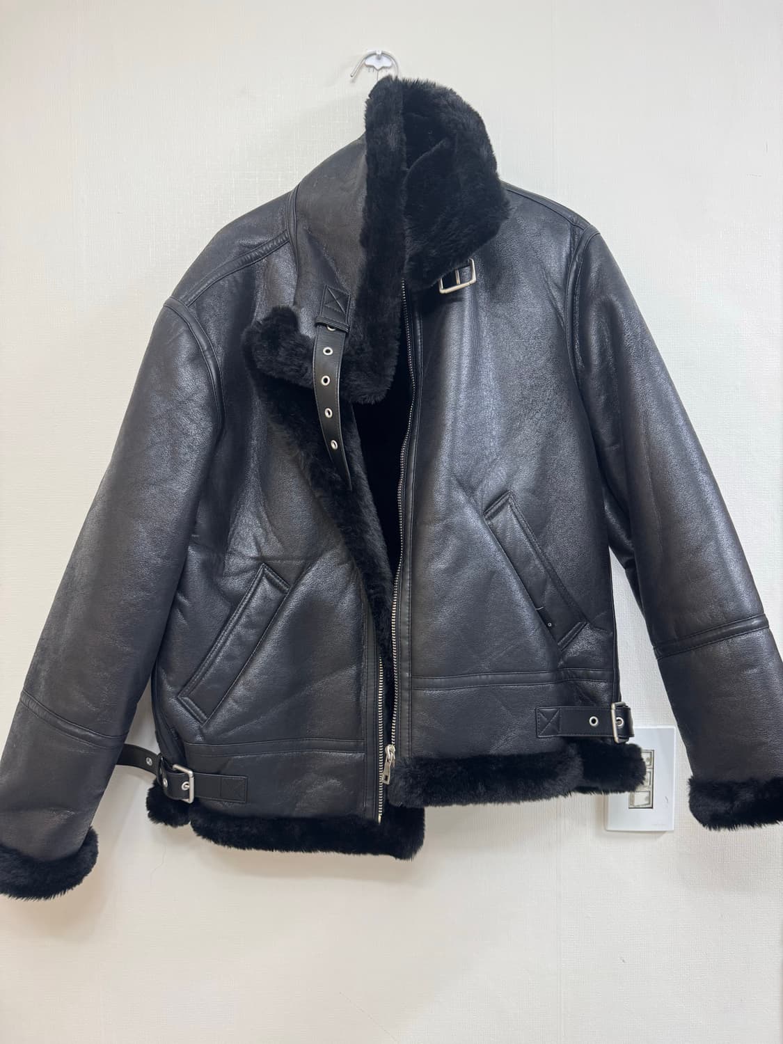 레프트서울 에비에이터 b-3 무스탕 자켓 블랙 상품이미지4