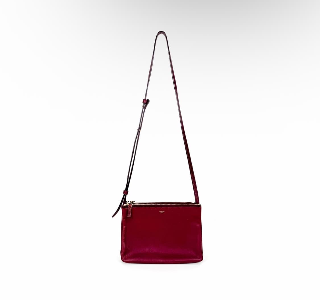 [M] 셀린느 여성 램스킨 폴디드 트리오 숄더 크로스백 미디움 버건디 상품이미지5