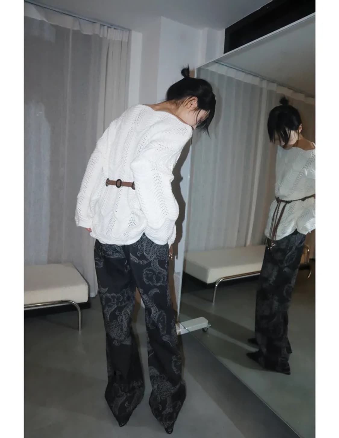 패턴 흑청 데님팬츠 상품이미지2