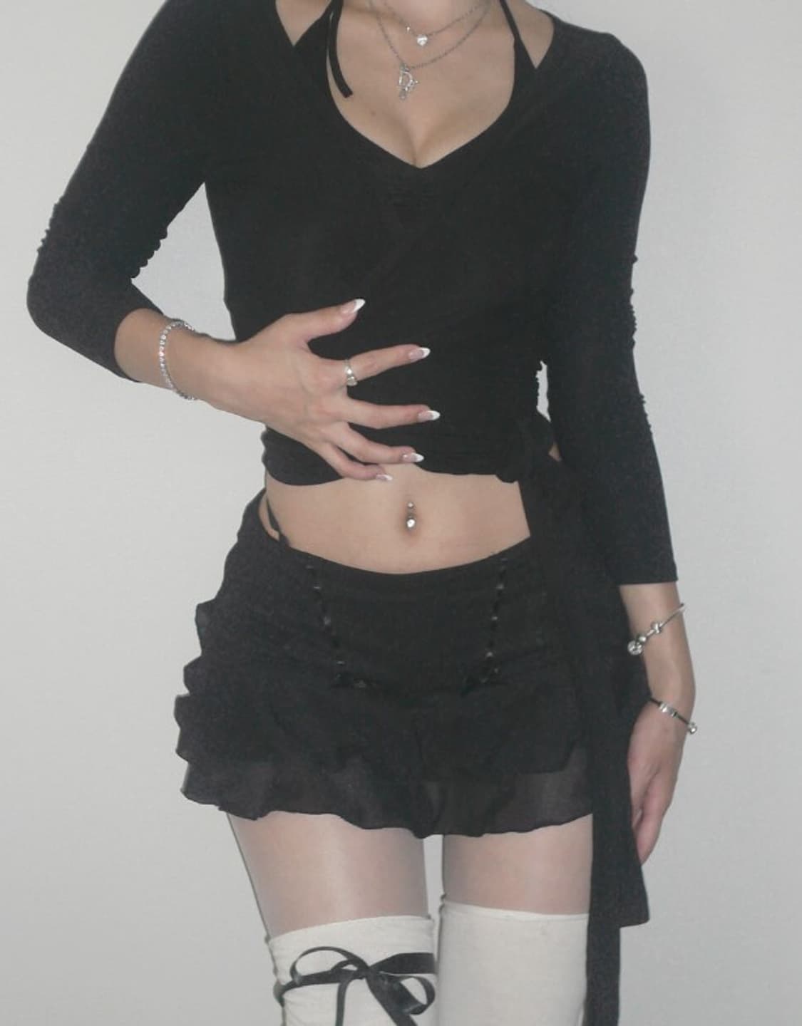 Garter frill skirt (black) / S SIZE 상품이미지5