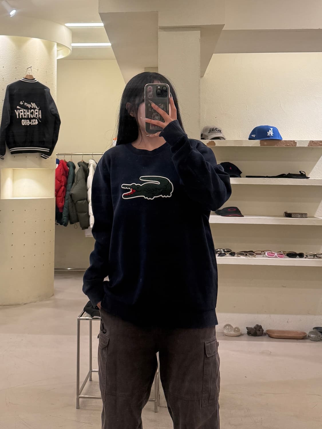 라코스테 빅 크록 로고 맨투맨 네이비 U835 상품이미지1