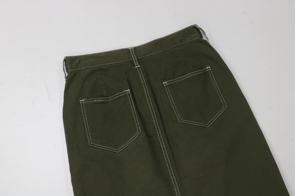빈티지 카키 브라운 밑단 버튼 비조 디테일 코듀로이 크롭 7부 팬츠 28 상품이미지7