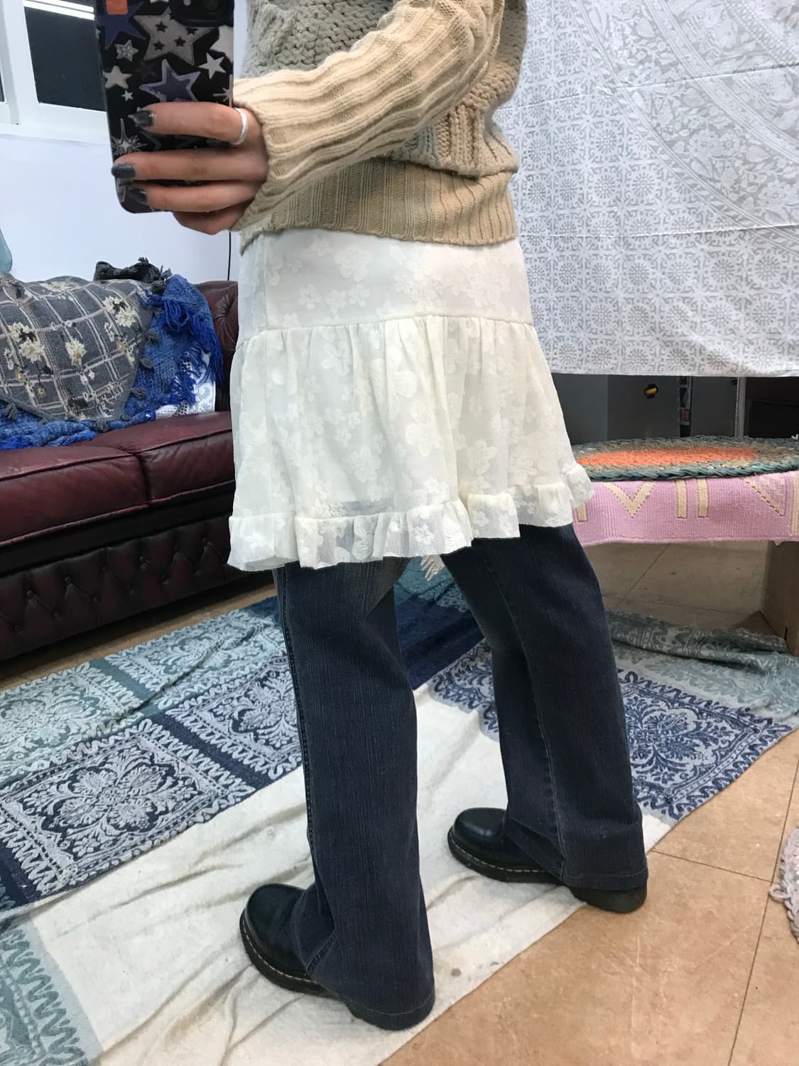 빈티지 여성 플라워패턴 밴딩 미니스커트  상품이미지2