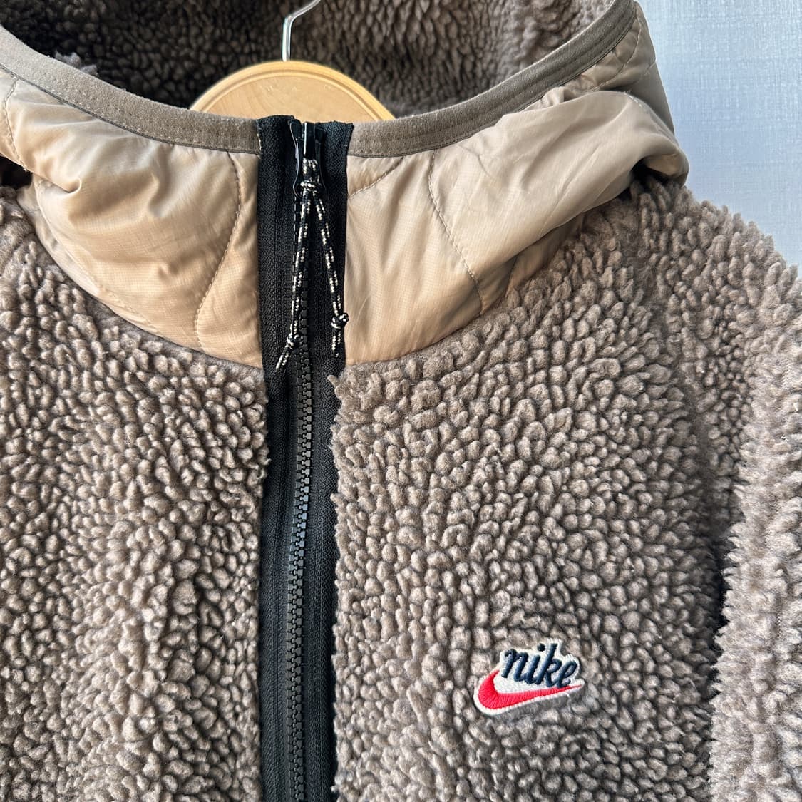 나이키 헤리티지 퀼팅 쉐르파 후디 자켓 카키 브라운 XL 상품이미지5