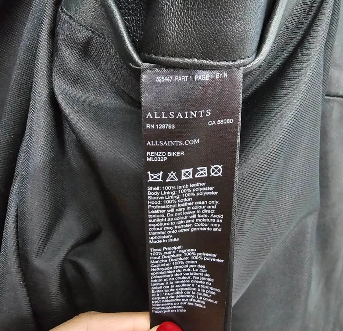 AllSaints 올세인츠 볼트 양가죽 바이커 자켓 95 상품이미지10