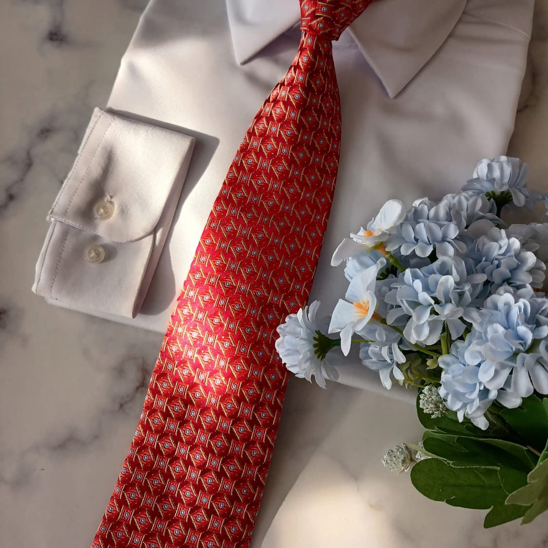 밀라숀 실크 레드 자수 패턴 넥타이 9.2cm A+등급 A19402
 상품이미지7