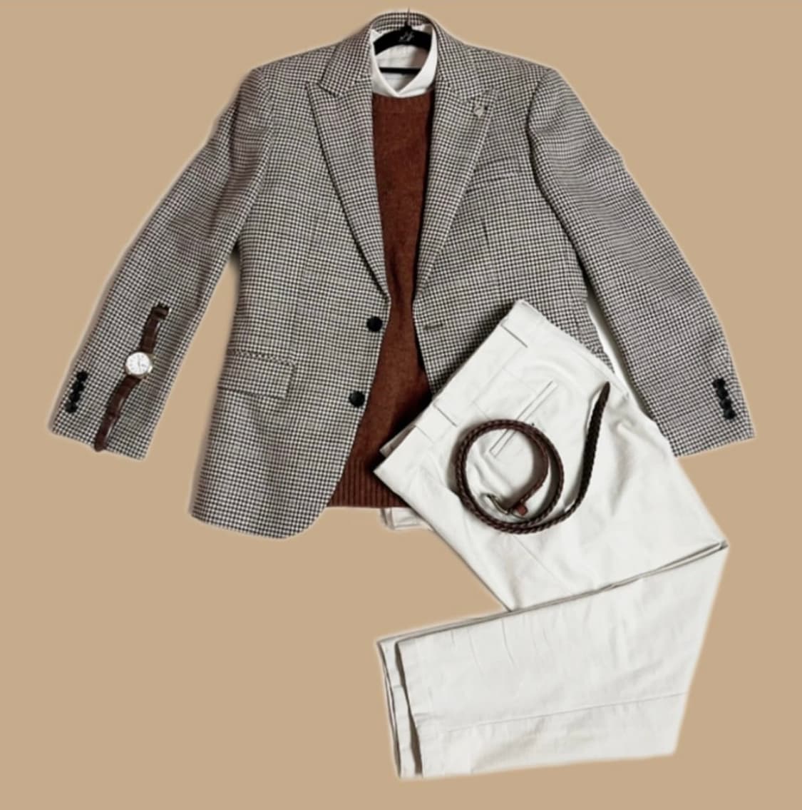 STCO 하운드투스 베이지 피크드 싱글 울자켓 L 100 상품이미지8