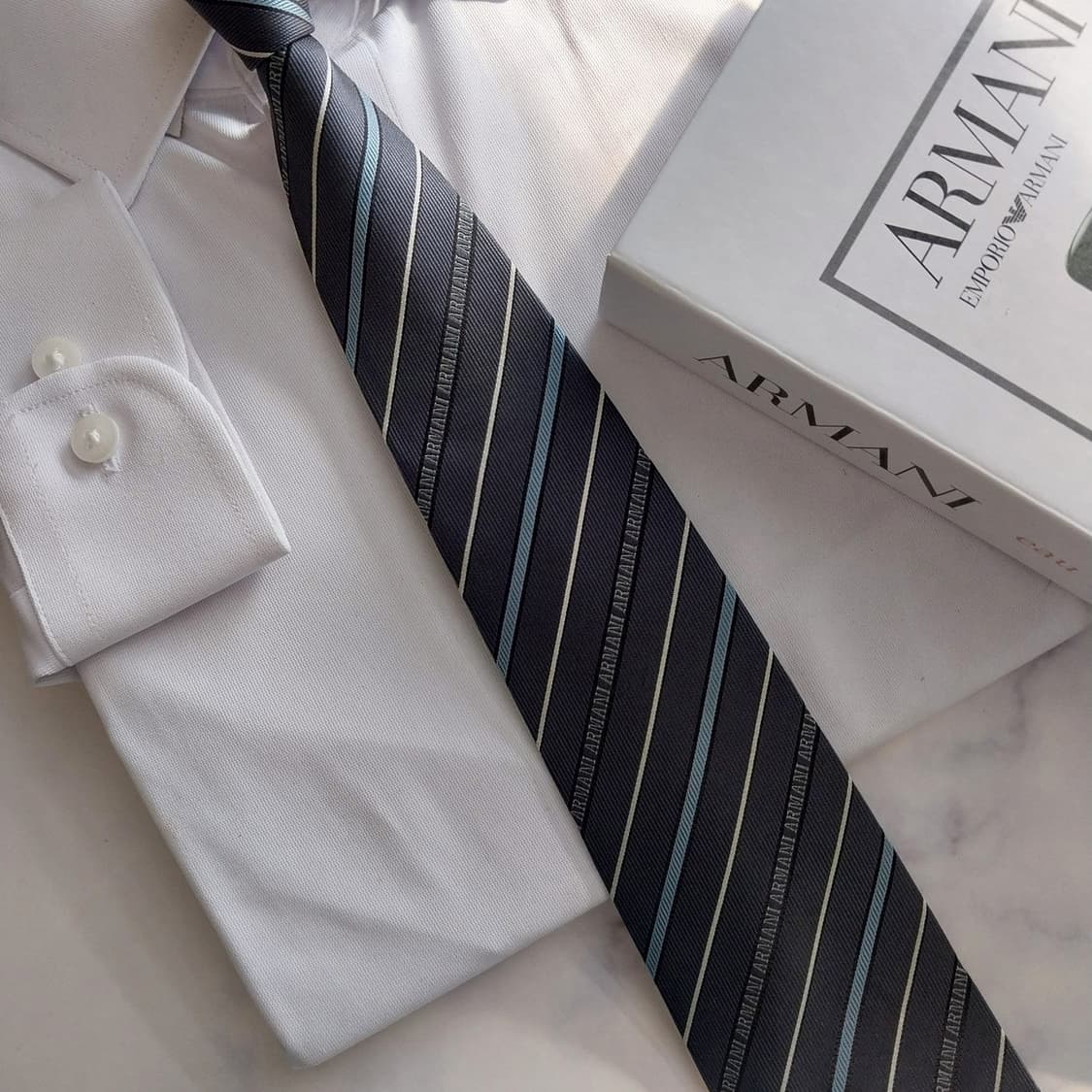 아르마니 꼴레지오니 실크 스트라이프 넥타이 9cm A+~A등급 K1400 상품이미지7