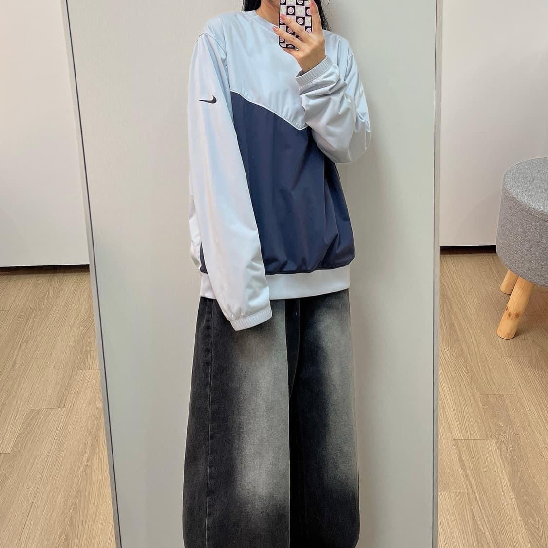 나이키 쉴드 올드스쿨 그레이 웜업 맨투맨 상품이미지1