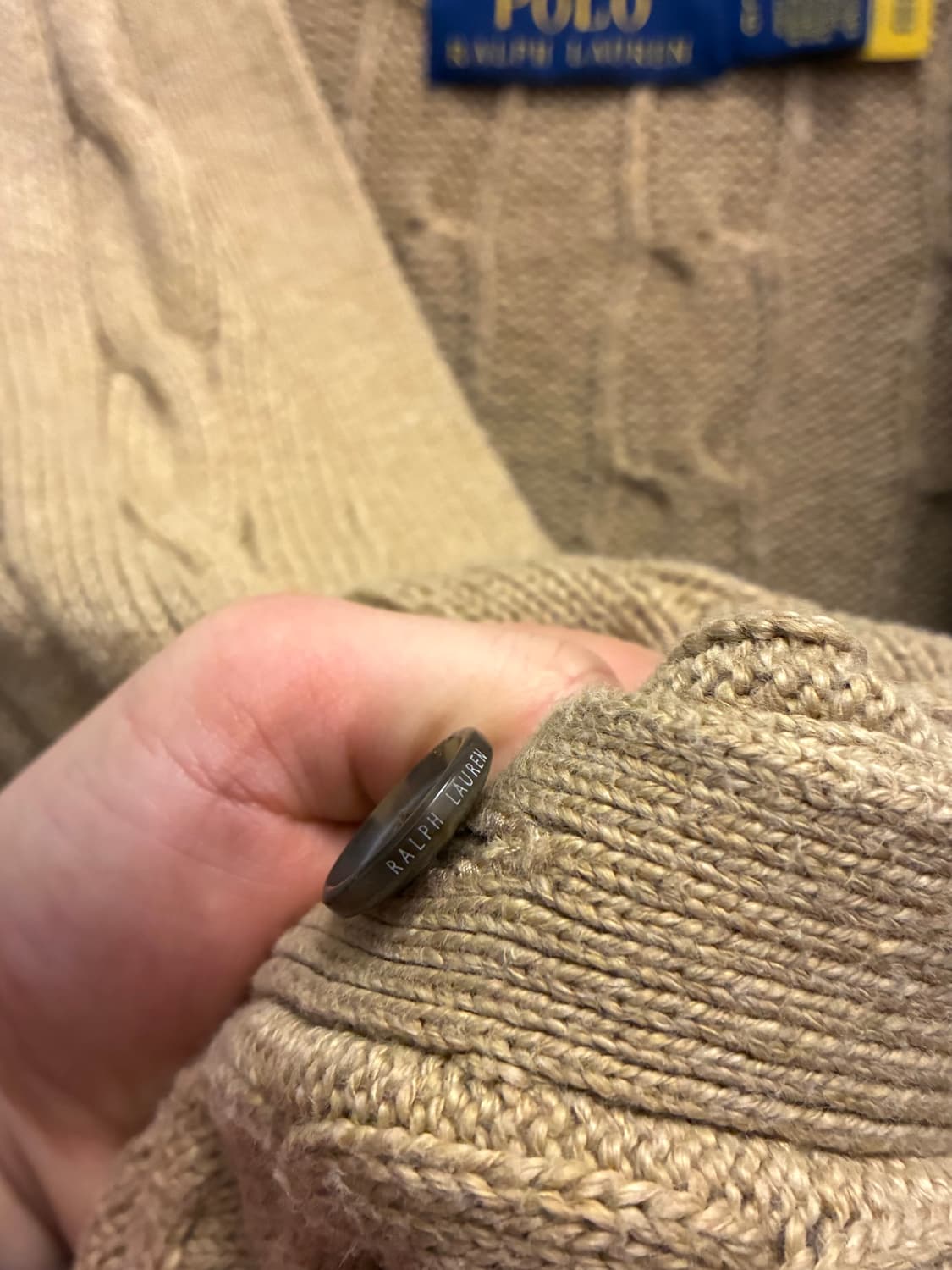 (L/103)POLO 폴로랄프로렌 코튼 케이블 니트 가디건 베이지 상품이미지8