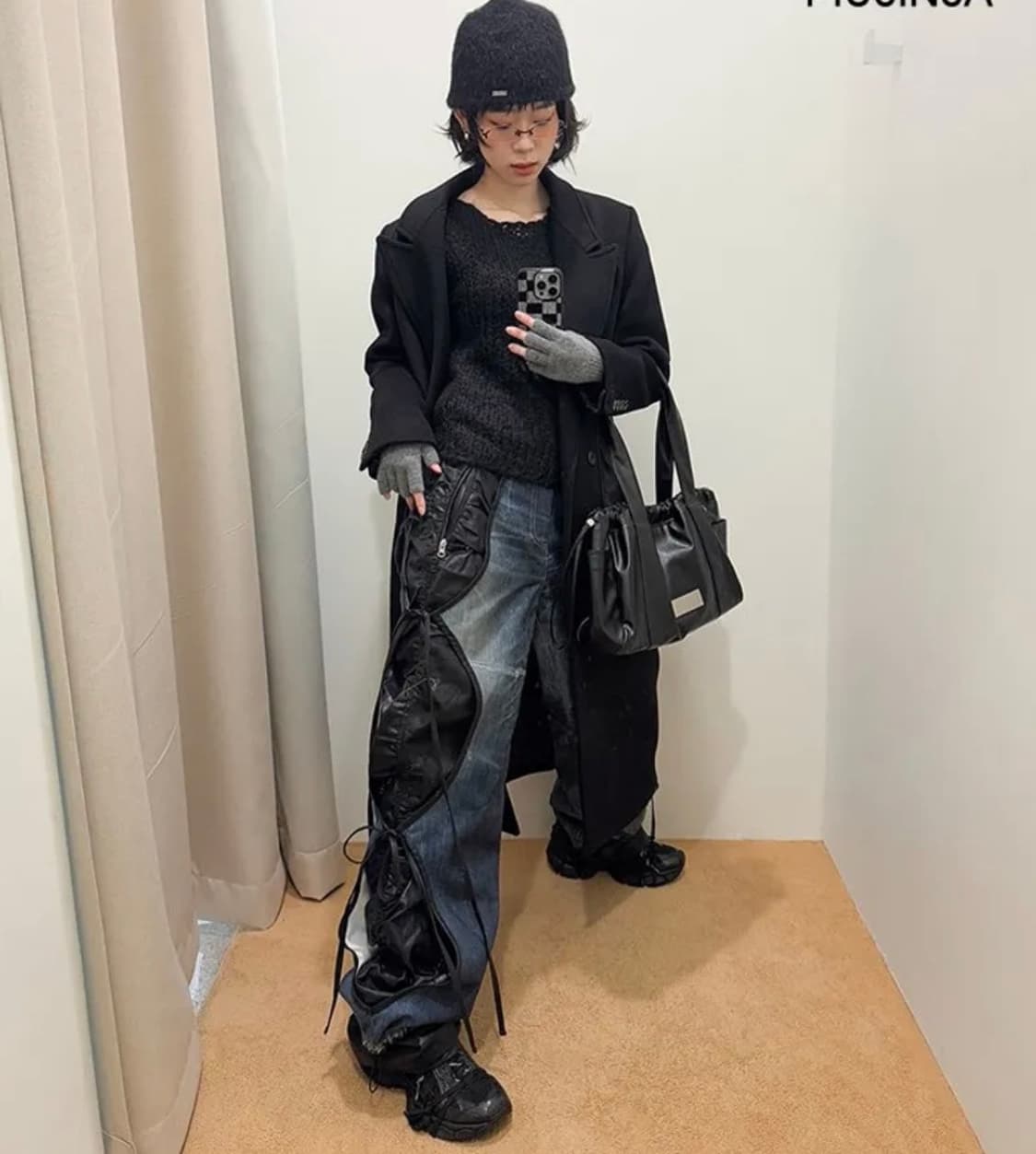 (새상품)앤더슨벨 데님 트롱프뢰유 레이어드 타잉 팬츠 상품이미지1