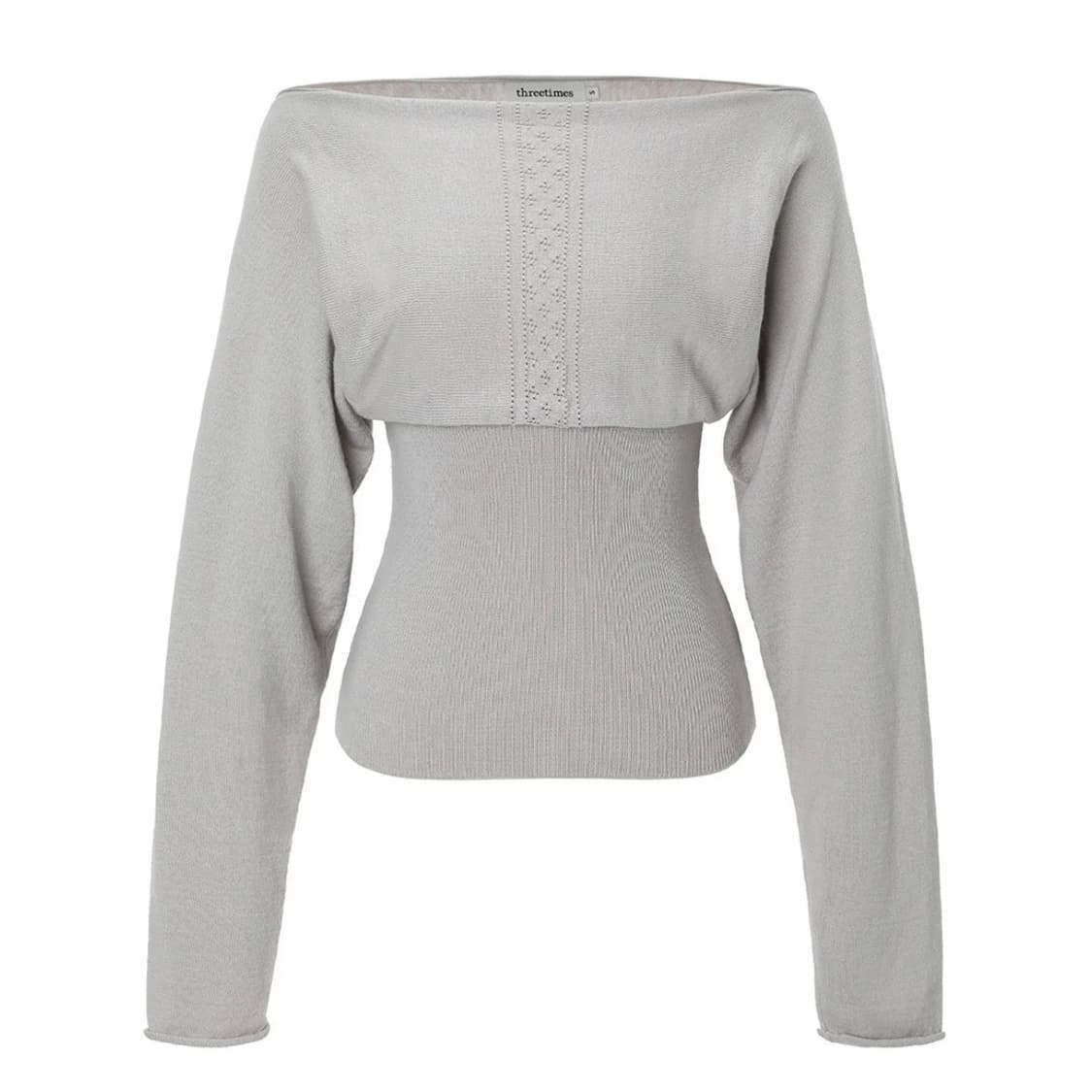 쓰리타임즈 dewy off top beige gray S 상품이미지1