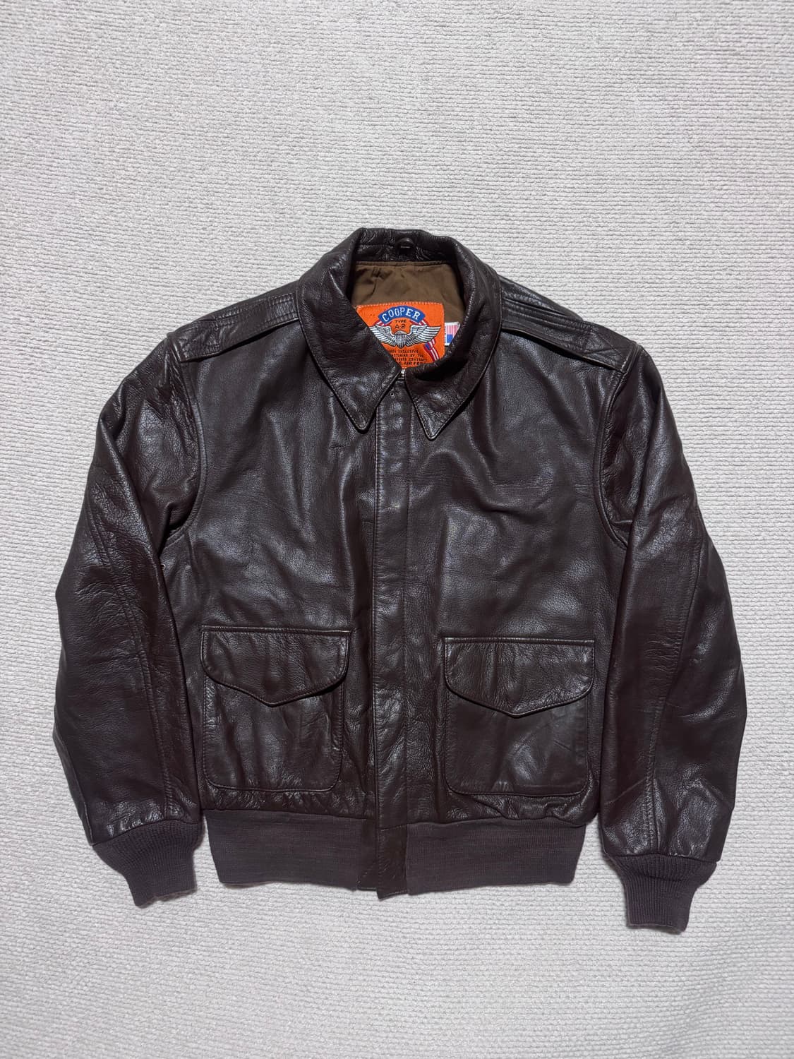80s USA Cooper A-2 레더자켓 브라운 38-R 상품이미지1