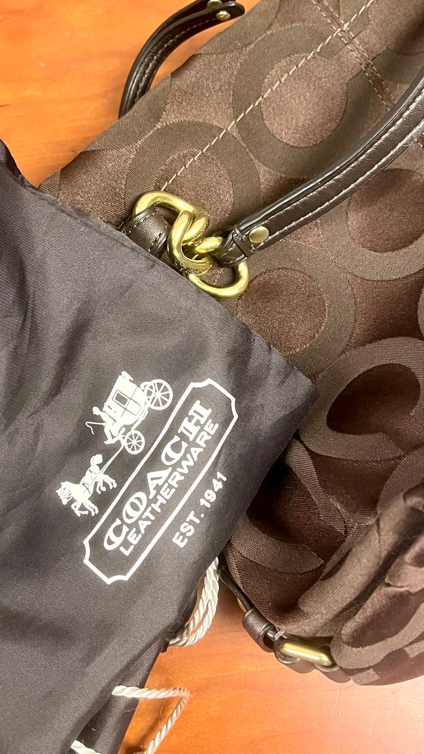 90s coach 딥 초코 브라운 코치 시그니처 자가드 숄더백 핸드백 상품이미지10