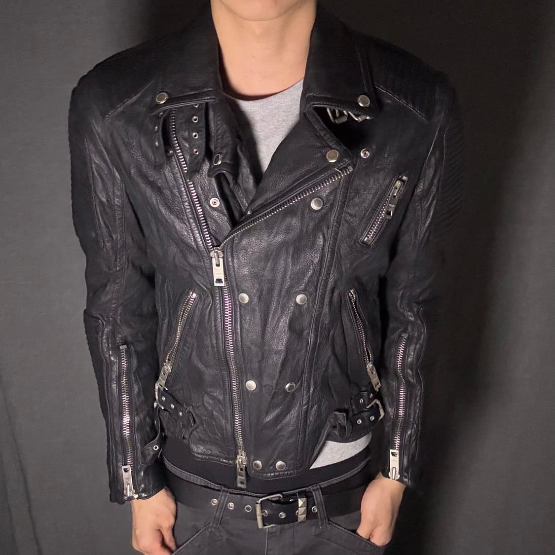 lamb skin slim fit rider jacket 상품이미지1