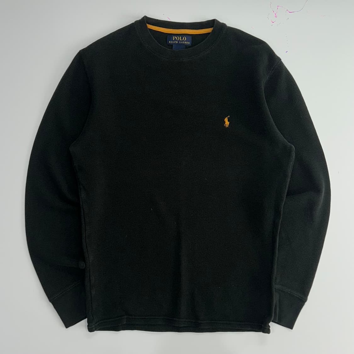 Polo 폴로 랄프로렌 우먼스 블랙 옐로우 포니 와플 니트 상품이미지3