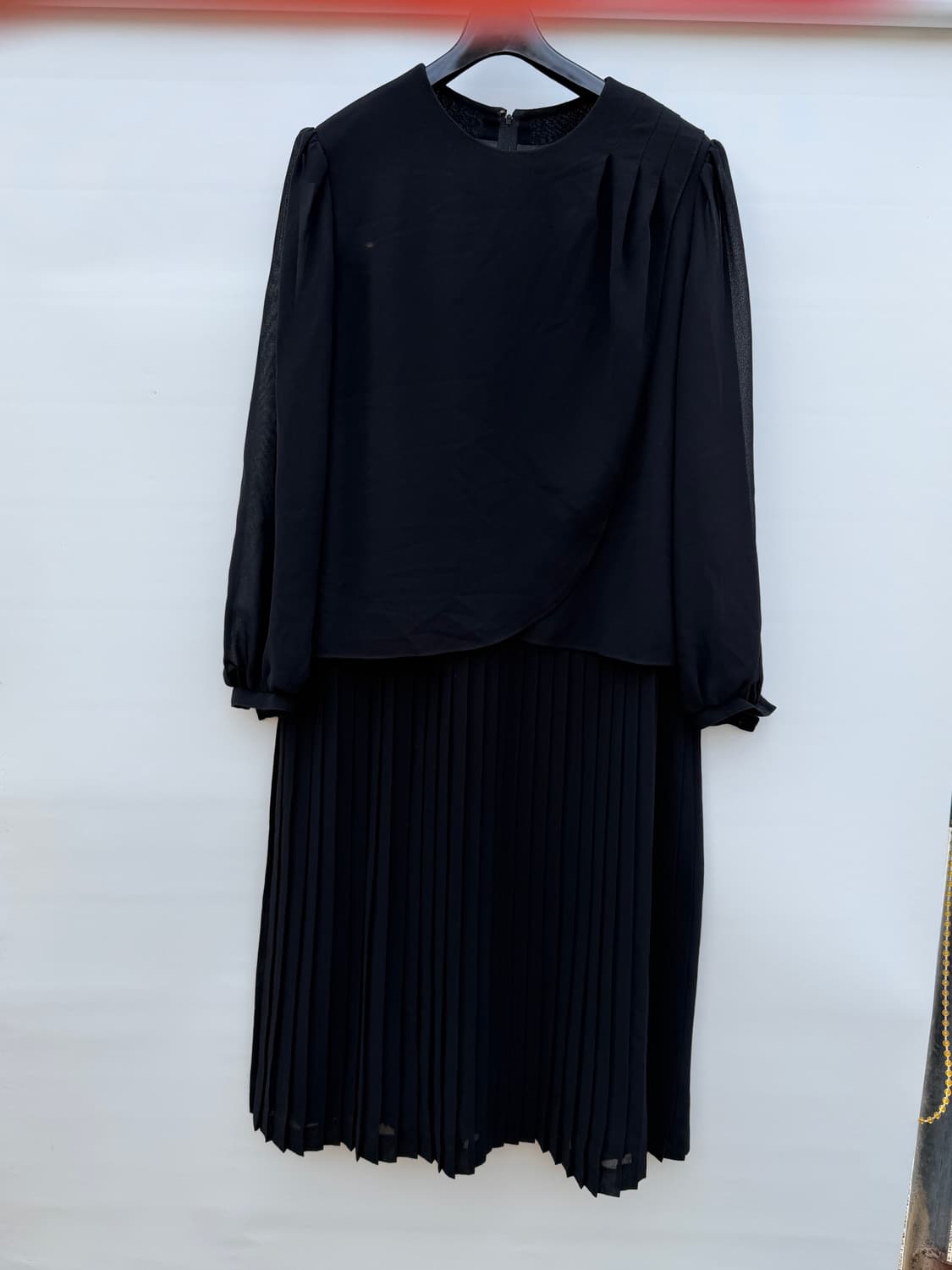 블랙 플리츠 원피스 상품이미지1