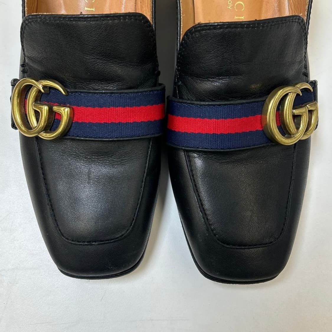 구찌 레더 GG 펄스터드 마몽 진주 미드힐 여성 로퍼 37 상품이미지4