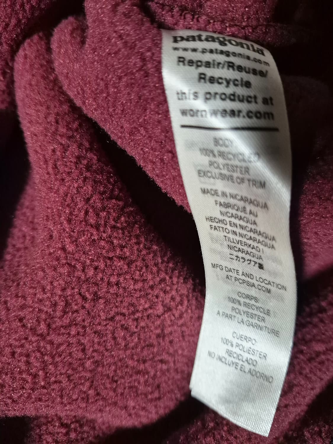 Patagonia synchilla 파타고니아 신칠라 버건디( M) 상품이미지7