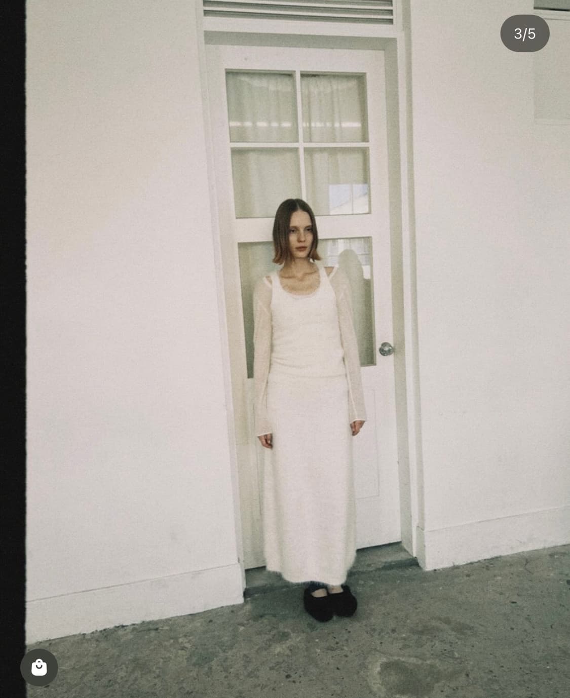 로우타이드 헤어리 니트 스커트 아이보리 상품이미지1