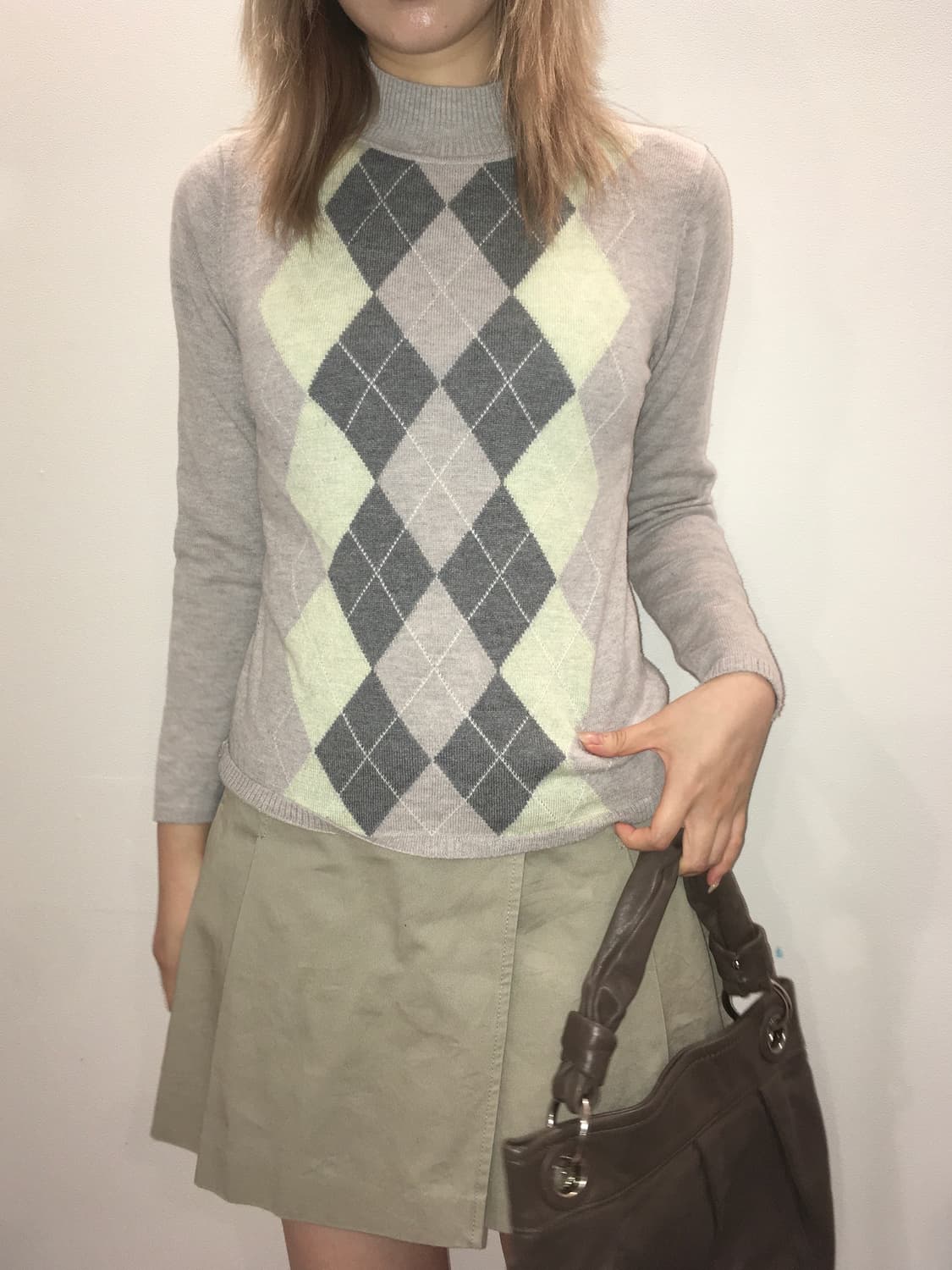 jpn vintage mint grey argyle pullover 상품이미지1