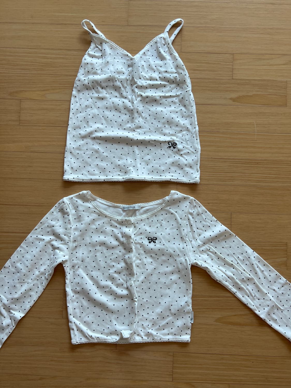 팬시클럽 레이스 베이직 가디건 나시 셋업 화이트 상품이미지3