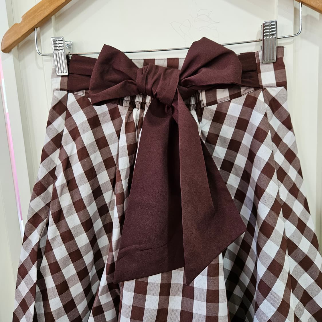 브라운 체크 스커트 상품이미지4