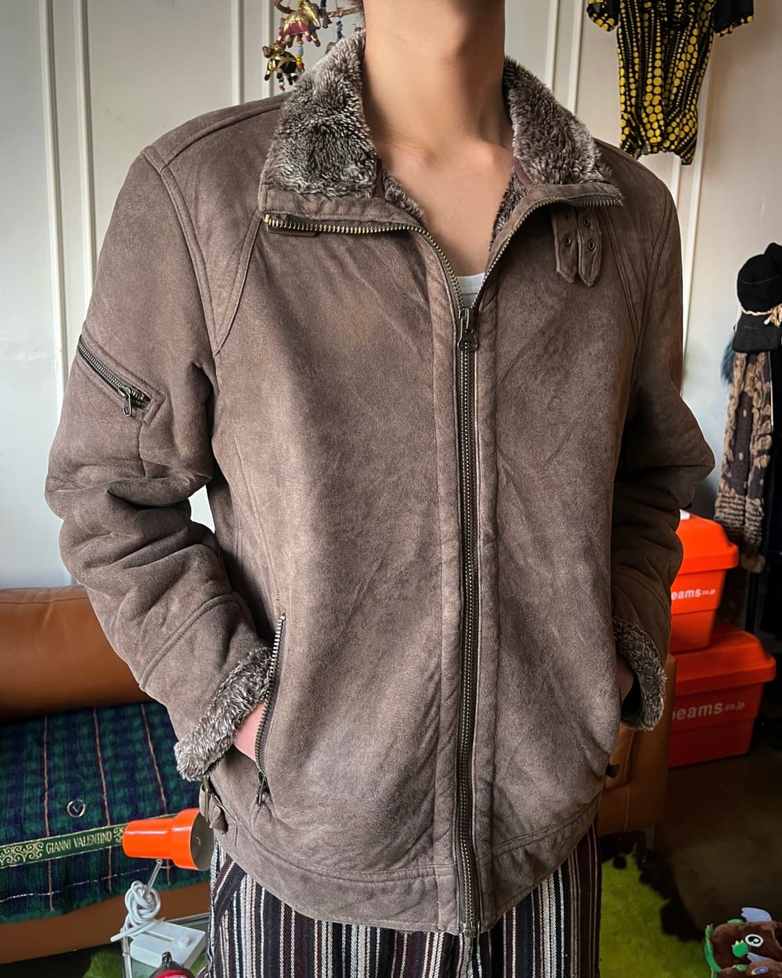 IKKA Japan Leather Fur Trucker Jacket 상품이미지2