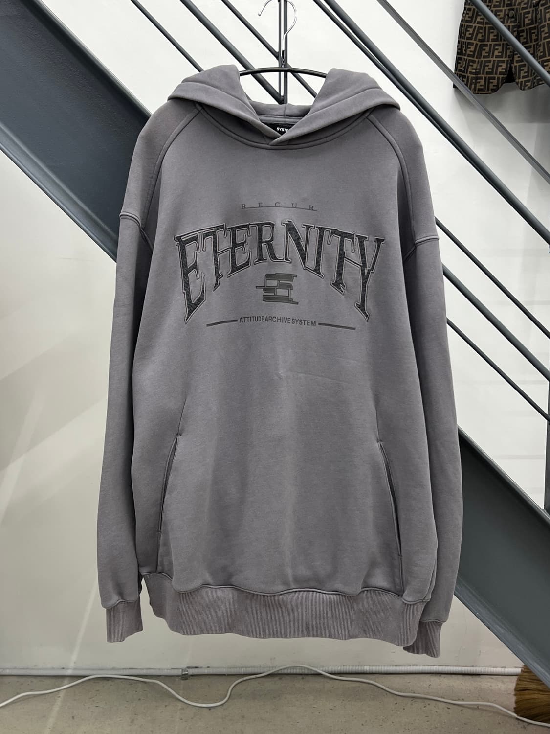 시스템옴므 자수/프린팅 오버핏 후드 티셔츠 상품이미지1