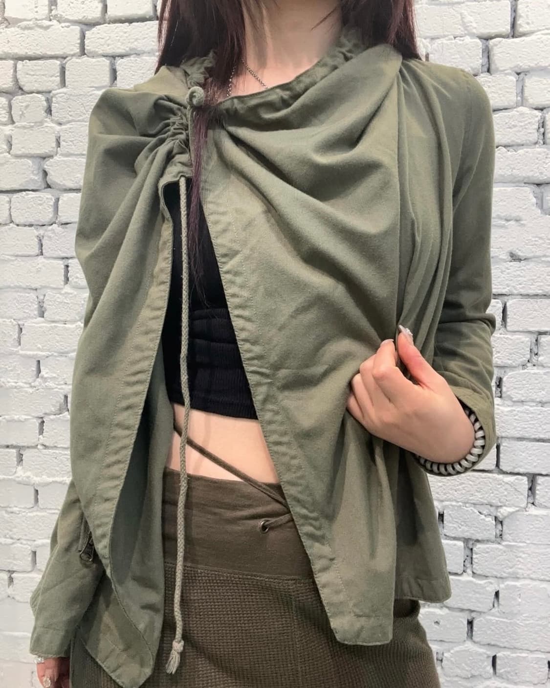 Khaki Draped Utility Y2k Jacket 상품이미지1