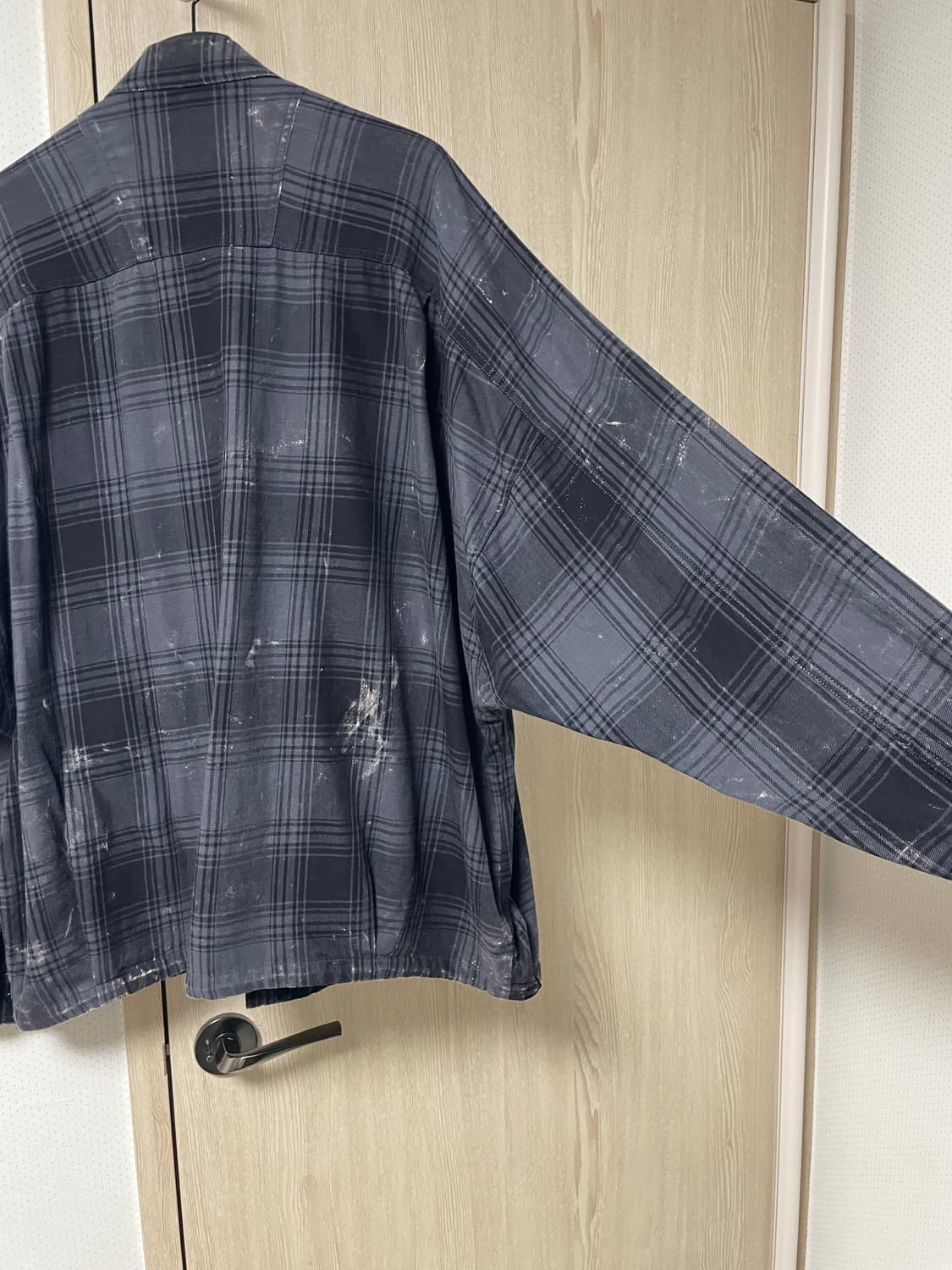 52사이즈 새상품, 준지 26ss 아일랜드 워싱 그레이 체크 코치셔츠 상품이미지5