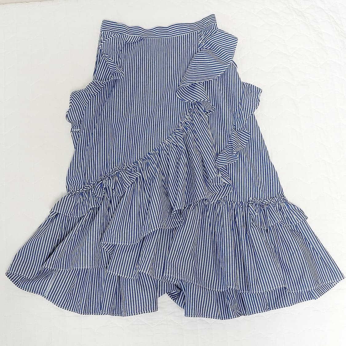 모리걸 블루 스트라이프 프릴 미디~롱스커트 상품이미지3