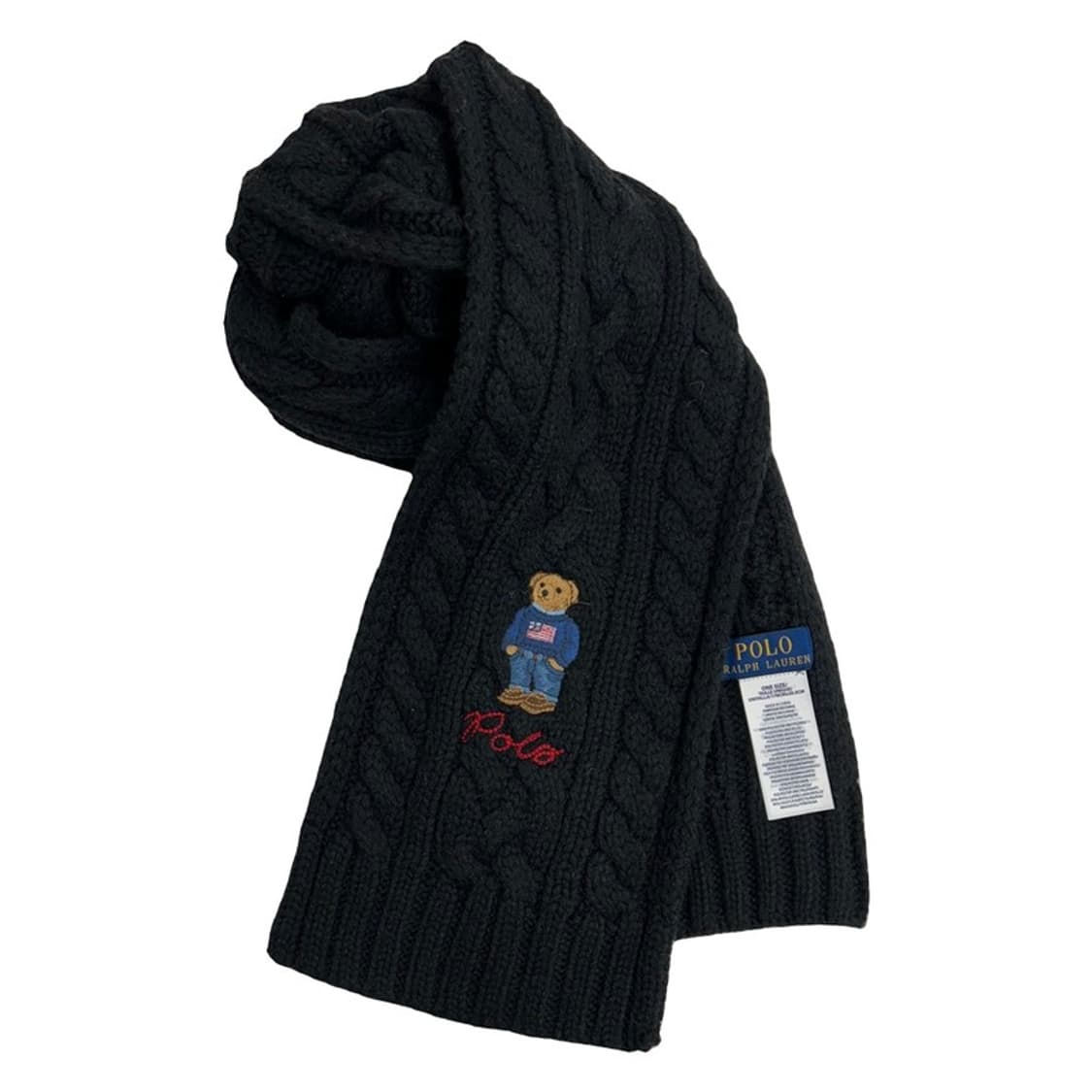 폴로랄프로렌 베어 케이블 니트 스카프 블랙 상품이미지7