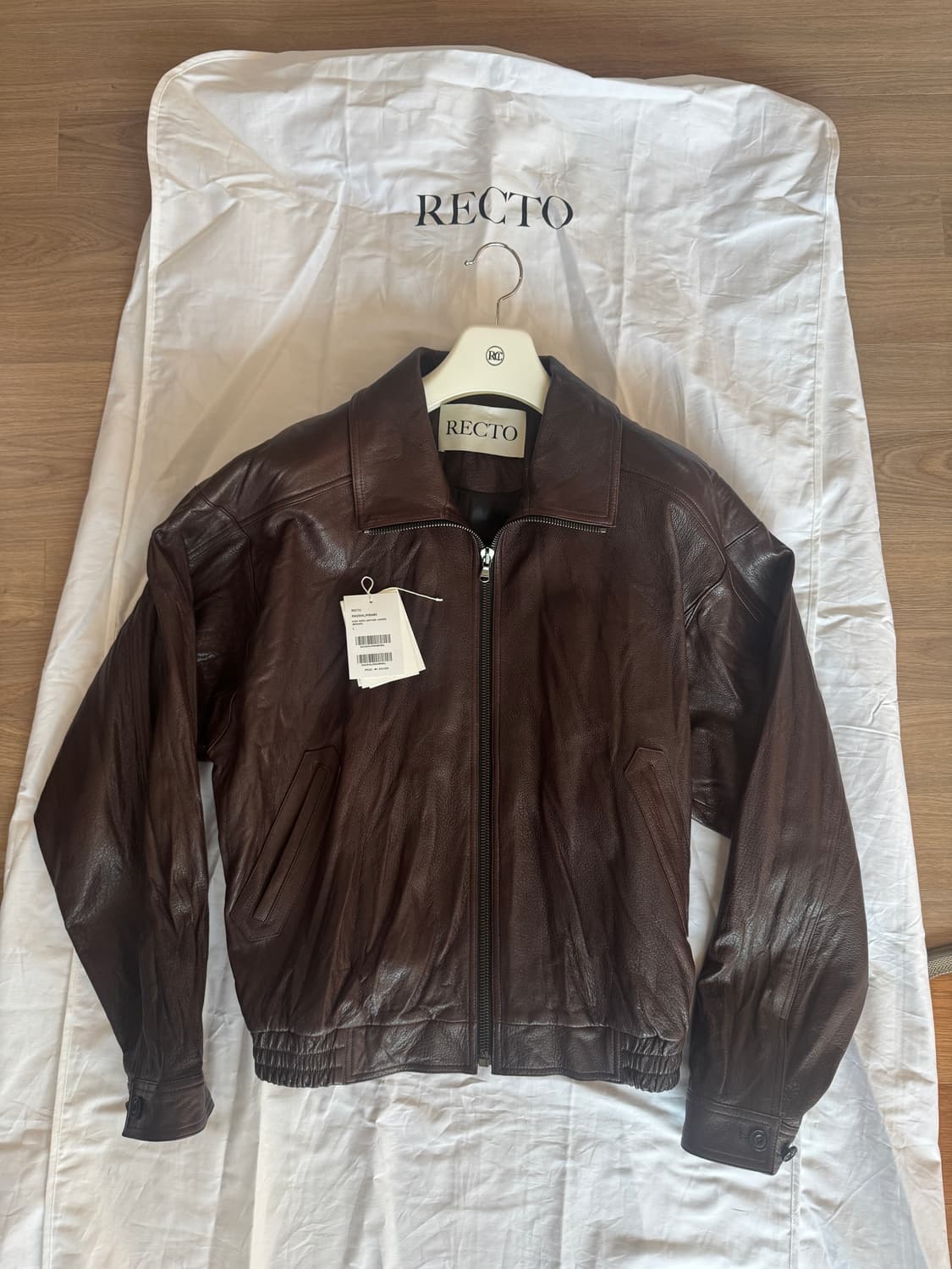 렉토 하이넥 레더 가죽자켓 L사이즈 새상품 판매 상품이미지1