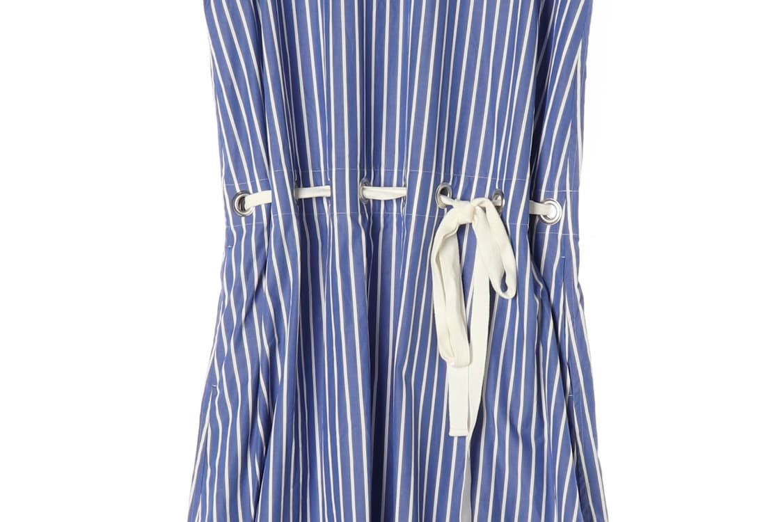 [S]사카이 블루 스트라이프 리본 반팔 롱 원피스 드레스
 상품이미지3