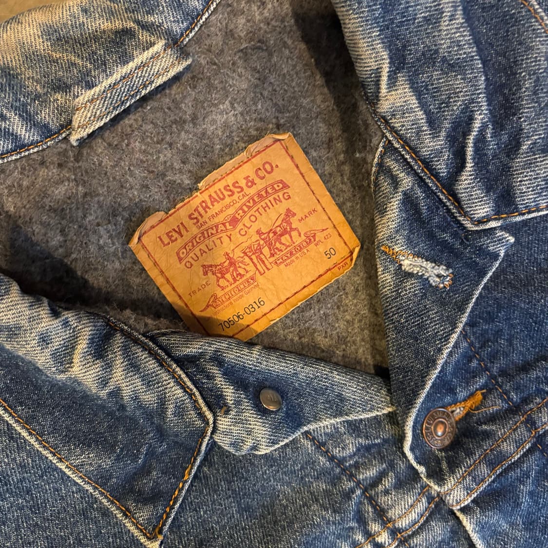 90년대 미국 리바이스 70505 블랭킷 데님 트러커 자켓 상품이미지3