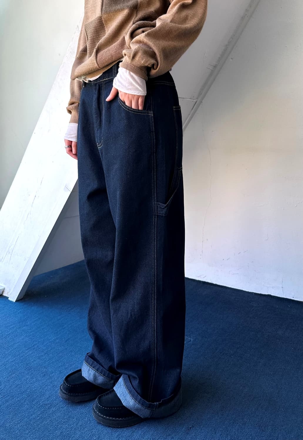 Denim wide design painter pants 상품이미지4