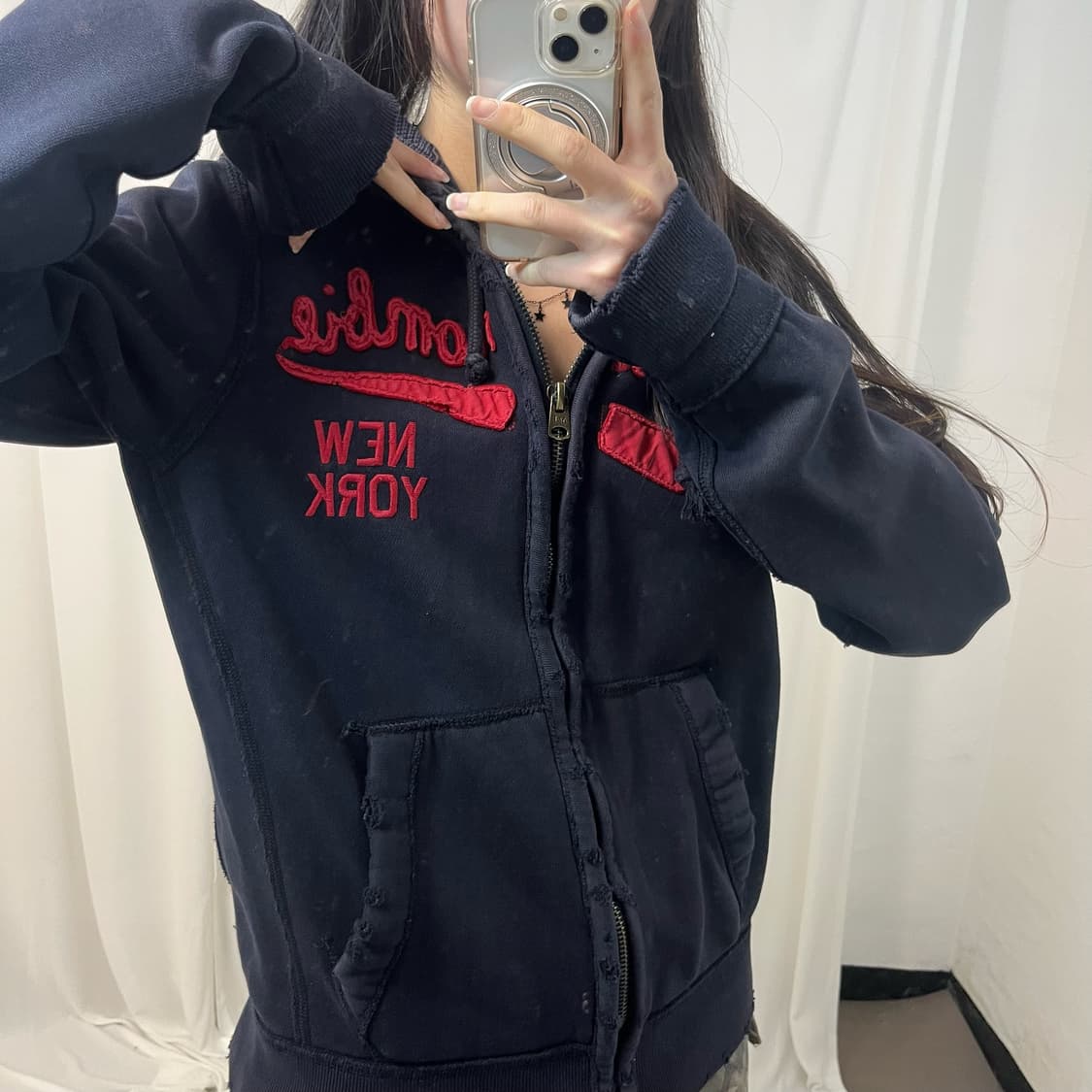 Abercrombie & Fitch Navy Hood Zip-Up 상품이미지3