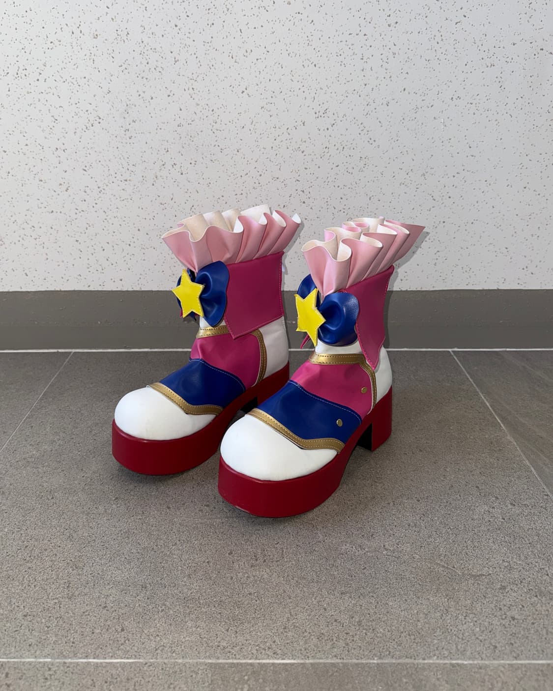 Pink star ribbon flat form boots 상품이미지1
