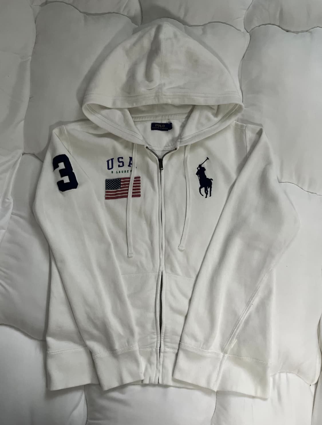 폴로 빅포니 성조기 후드집업 화이트 상품이미지3