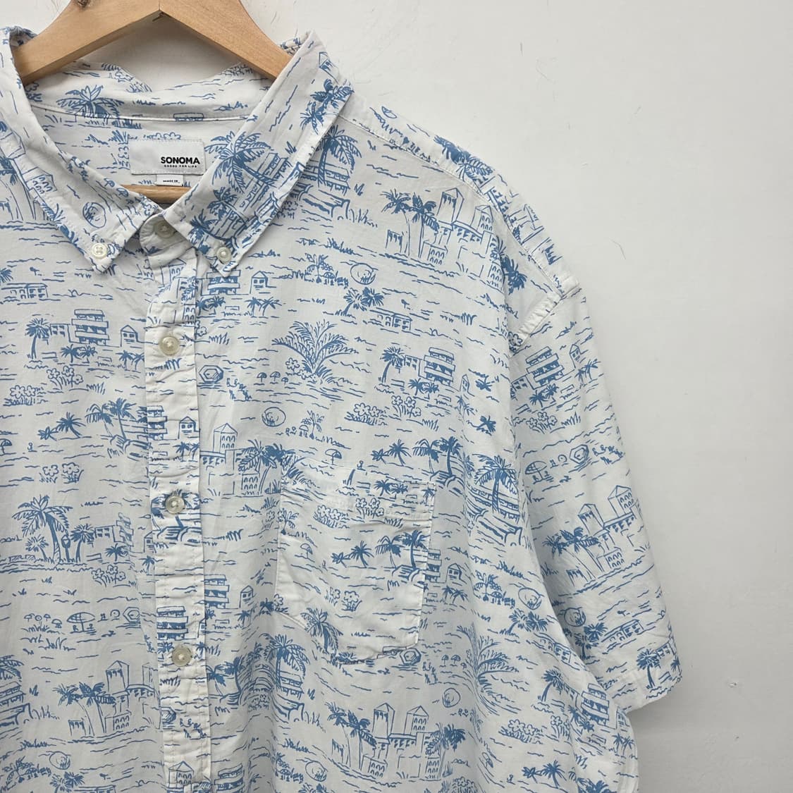 하와이안 반팔 셔츠 블루 패턴 남3XL 상품이미지3