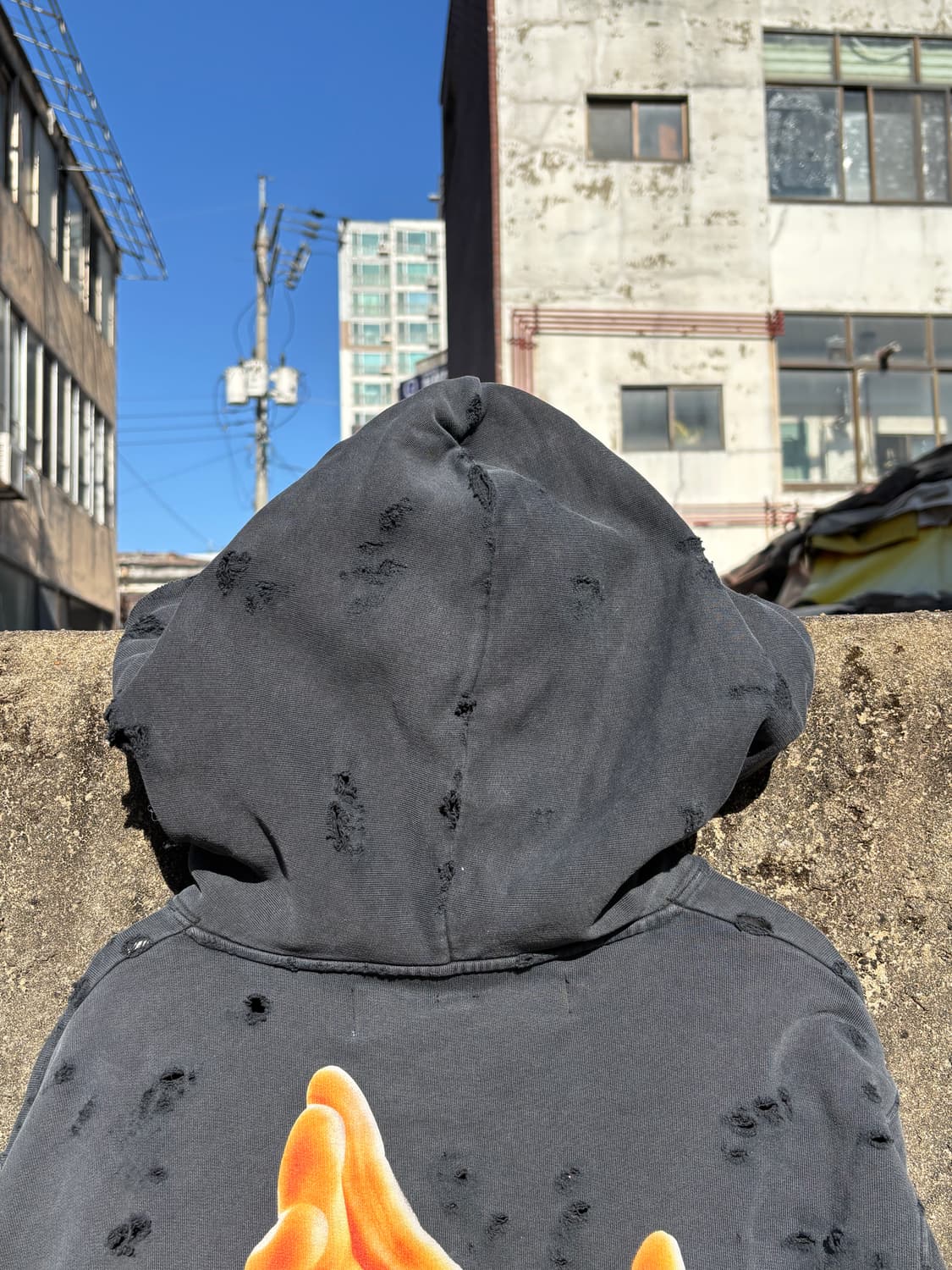 20ss 오프화이트 디스트레스드 페이딩 핸드사인 빈티지 후드 상품이미지8