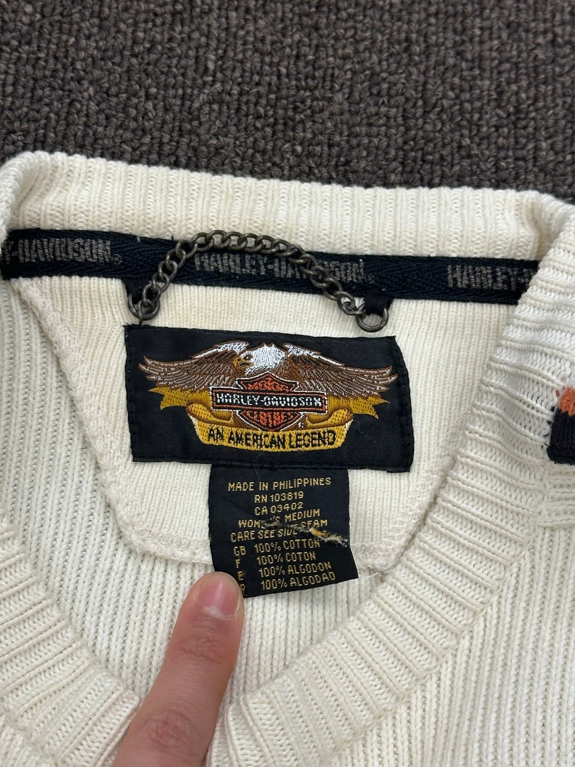 M)할리데이비슨 vintage 크림 립 니트 스웨터 상품이미지5