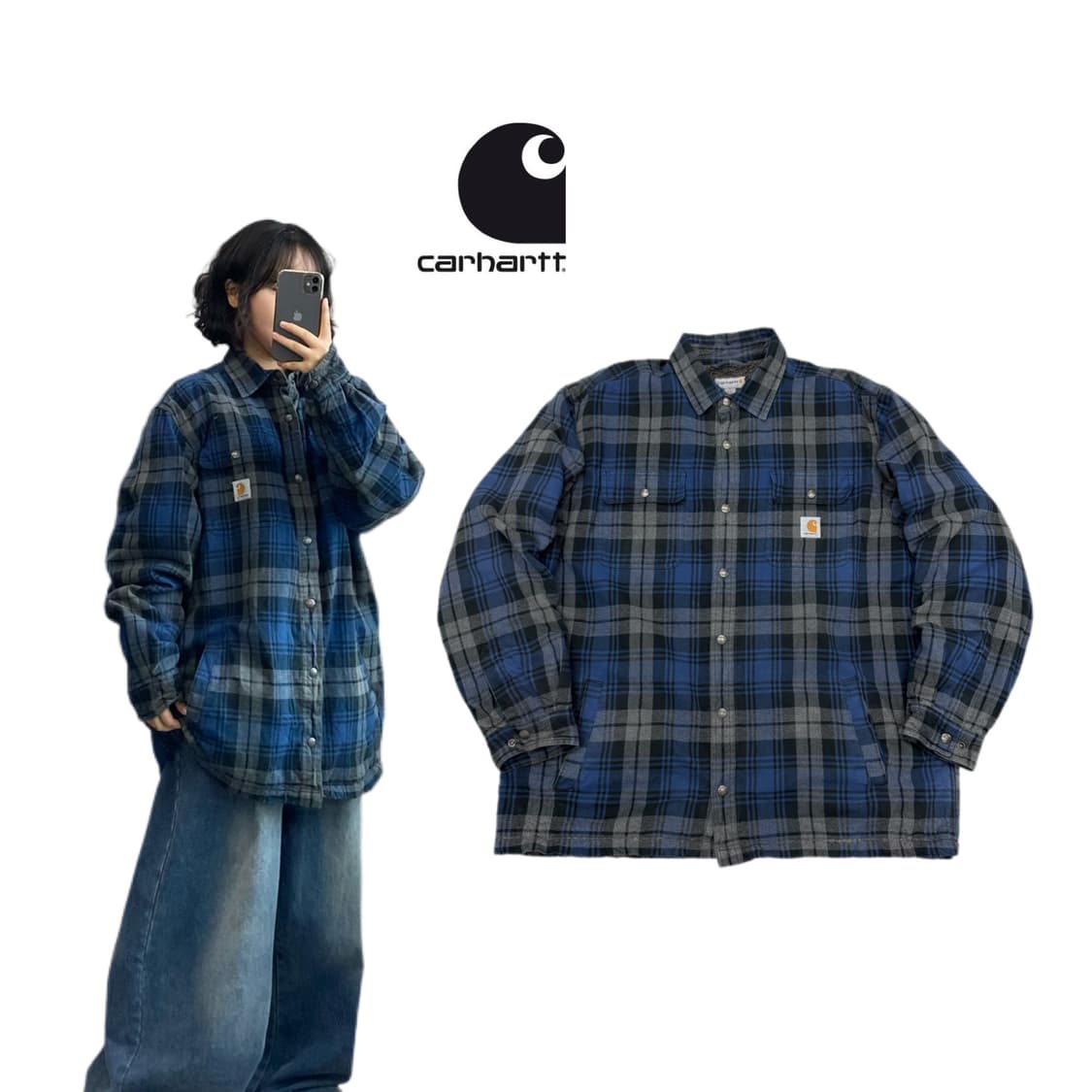 칼하트 플란넬 체크셔츠형 자켓 상품이미지1